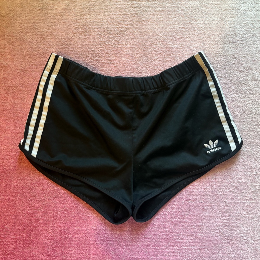 midrise adidas track shorts